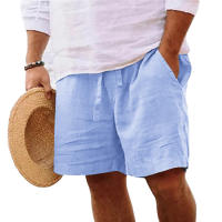 New Mens Cotton Solid Color Short Lightweight Gym Pants Linen Beach Shorts Men Jogging Sport Large Short Homme - details 3