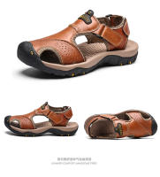 Sandalias De Verano Para Hombre Talla Grande 2023 Cuero Genuino Moda Sandalias Transpirables Con Cierre De Correa Antideslizantes Talla 38-47 - details 2