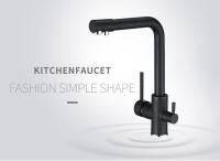 Grifo De Cocina Con Filtro Y Purificador De Agua Montado En Plataforma Giratorio 360° Doble Manillera Acero Inoxidable Moderno - details 2
