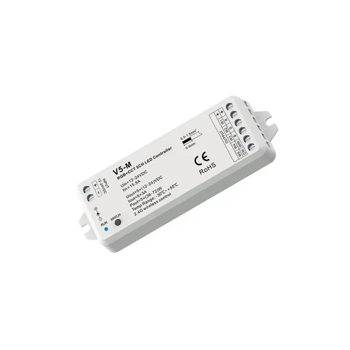 Ledkia Controlador Regulador LED 12/24V DC para Tira LED RGBWW compatible con Mando RF RGBWW - 1