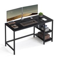 Escritorio Moderno con 2 Estantes Ajustables Izquierda o Derecha, Mesa de Trabajo para Salón y Oficina, Estructura de Acero, Blanco o Negro, 140x60x90 cm - details 6