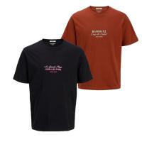 Jack & Jones SS25 Hombre Pack 2 Camisetas de Algodón Mod JORCANGGU CHEST logo estampado Moda Casual Informal REF 277227 - details 1