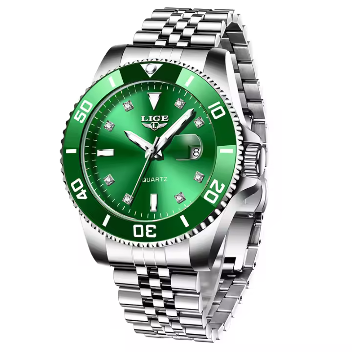 Reloj De Cuarzo Para Hombre LIGE Lujo Diamantes Oro Reloj Impermeable Acero Inoxidable Luminoso Reloj De Negocios Para Hombres - 1