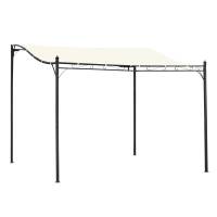 Outsunny Pérgola de Jardín 3x3 m Cenador con Toldo y 16 Orificios de Drenaje para Patio Terraza Metal y Poliéster 180 g/m² Resistente Crema - details 0
