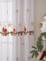 Cortinas Navideñas Para Sala Y Dormitorio Con Bordado De Copos De Nieve Decorativas Rectangulares De Poliéster 100% Un Panel - details 5