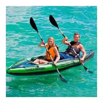 Kayak hinchable Challenger K2 Intex 2 plazas 2 remos+bomba de hinchado verde 38x76x351 cm - 1