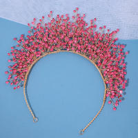 Diadema De Boda Con Perlas Y Cristales Para Mujer Joyería De Cabello Tiara Dorada Accesorios De Cabello Flor Headdress Ornamento - details 0
