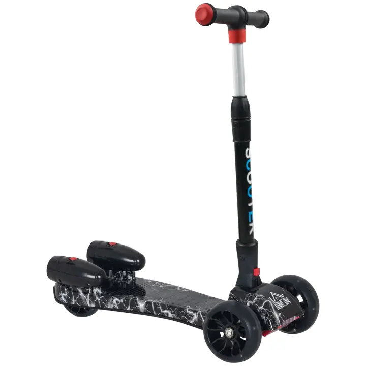 HOMCOM Patinete para Niños Scooter Plegable con Altura Ajustable de 4 Niveles y Música Luces y Nebulizador de Agua +3 Años 62x27x63-81 cm - 1