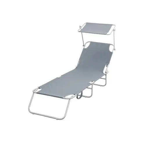 Mediawavestore Tumbonas Plegables con Respaldo Reclinable y Sombrilla de Acero - 1