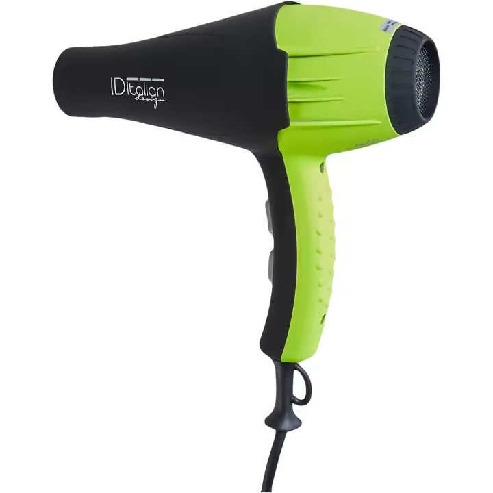 Italian Design - Secador de Pelo Profesional Ultra Silencioso Airlissimo GTI-2300 con 2 Modos de Calor, 2 Velocidades, 2 Boquillas Concentradoras y Potencia de 2300W - Dimensiones 24,5 x 26 x 10,5 cm - Peso 780 gramos - Color Verde y Negro - 1