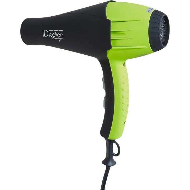 Italian Design - Secador de Pelo Profesional Ultra Silencioso Airlissimo GTI-2300 con 2 Modos de Calor, 2 Velocidades, 2 Boquillas Concentradoras y Potencia de 2300W - Dimensiones 24,5 x 26 x 10,5 cm - Peso 780 gramos - Color Verde y Negro - 1