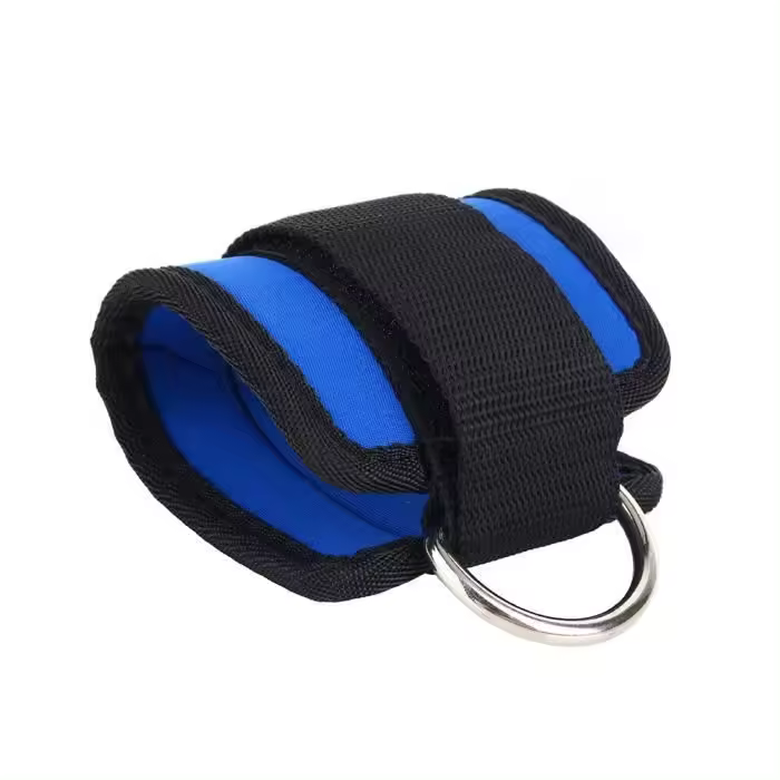 Correa de Tobillo VGEBY Fitness con Anillo en D - Blanco/Azul - 1
