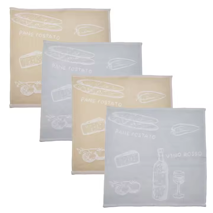 CASTMA GARANTIA DE ALTA CALIDAD - Set de 4 Paños de Cocina Dinner en Tela Jaquard 100% Algodón Modelo CHEESE - 50x50cm - Absorción y Secado Rápido - 1