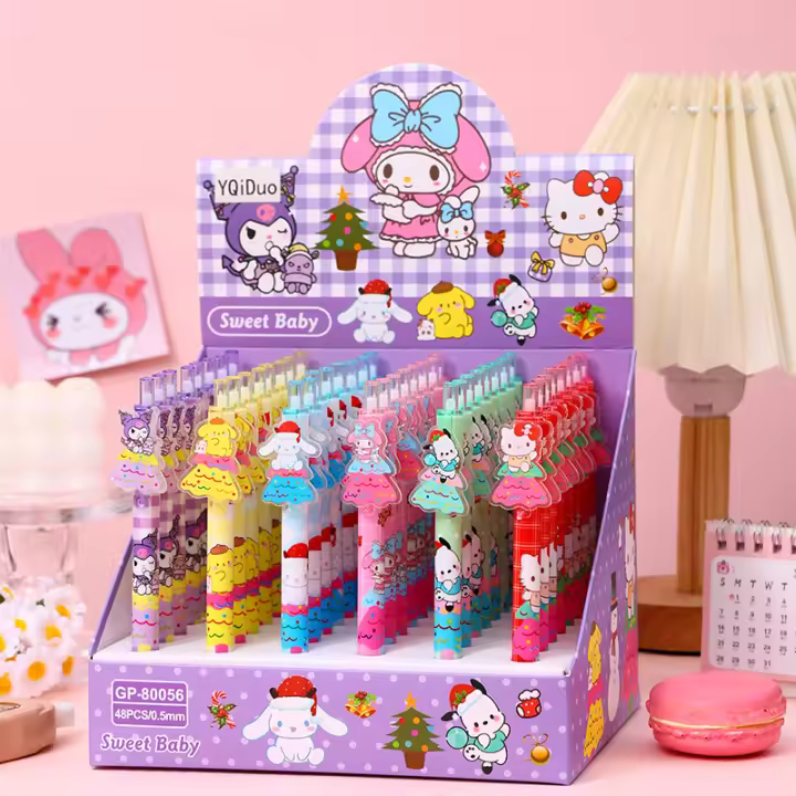Sanrio Bolígrafos De Gel 48pcs Día De Navidad Kuromi Cinnamoroll Hellokitty Creativos Tinta Negra 0.5mm Para Oficina Y Escuela - 1
