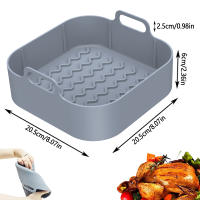 2Pcs Aspirina De Silicona Para Air Fryer Con Manija Recipiente Reutilizable Resistente Al Calor Tamaño 8 Pulgadas Placa De Hornear Cuadrada - details 8