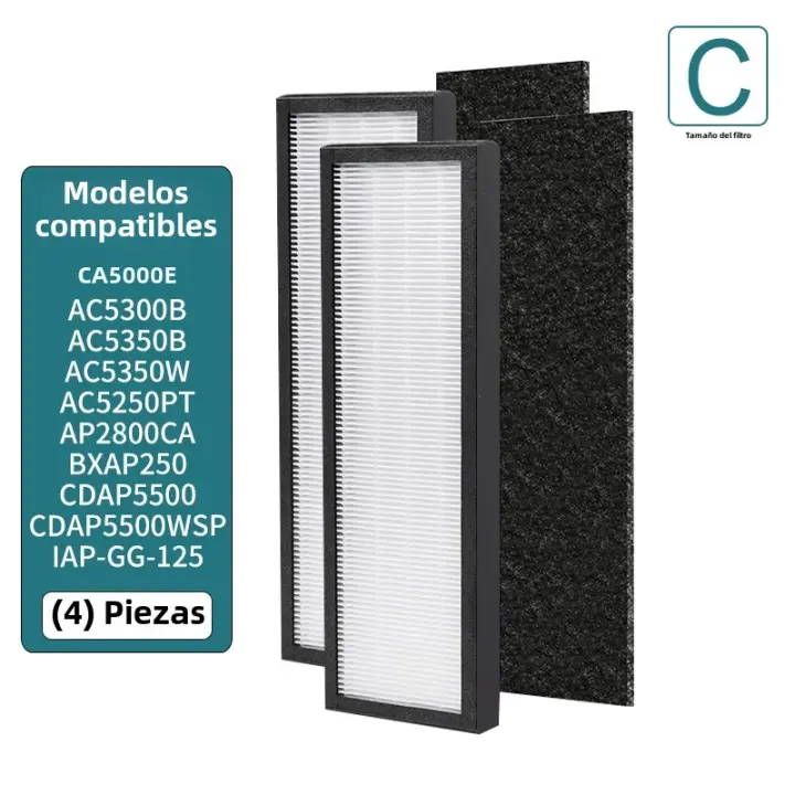Filtro HEPA Verdadero FLT5000 Compatible Con Germ-Guardian Filter C AC5250PT AC5000E AC5300B AC5350W 2 Filtros HEPA Y 2 Filtros Pré-Instalados - 1