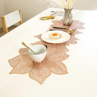 Bandera De Mesa De PVC Estilo Largo Color Sólido Bronceado Corredor De Junción Creativo Con Flores Irregulares Nórdico Lujo Decoración - details 0