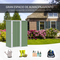 Outsunny Caseta de Jardín 1,07 m² 142x84x189 cm Cobertizo Exterior de Acero Galvanizado con Puerta Cerradura y Orificios de Drenaje para Almacenamiento de Herramientas - details 6