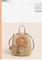 Mochila De Paja Estilo Feminino Para Verano Bolso De Hombro Viaje Playa Hecho a Mano Para Mujer Regalo Material Principal Poliéster - details 6