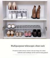 Organizador De Zapatos Ajustable En Plástico Rack De Tres Niveles Para Ahorrar Espacio Para Zapatillas Y Sandalias Para El Hogar Y El Dormitorio En Blanco Y Gris Moderno - details 1