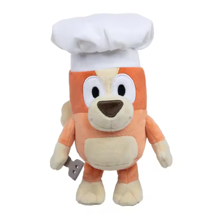 Peluche Bluey 20cm, Peluches Suaves Bluey, Bingo, Calcetines, Lila, Bingo Chef, Peluche pequeño para Niños y Niñas + 3 años, Regalo Cumpleaños, Dibujo Animado Bluey - 1