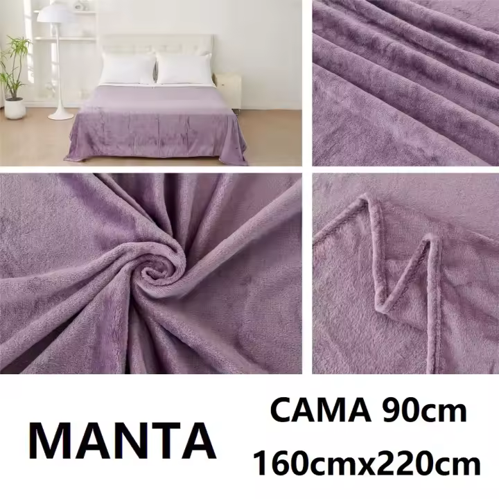 Manta sedalina extra suave,color LAVANDA CLARO liso,medidas160x220cm para cama de 90cm/105cm, medidas 220x240cm para cama de 135cm/150cm,100% Poliéster,cm,fespu - 1