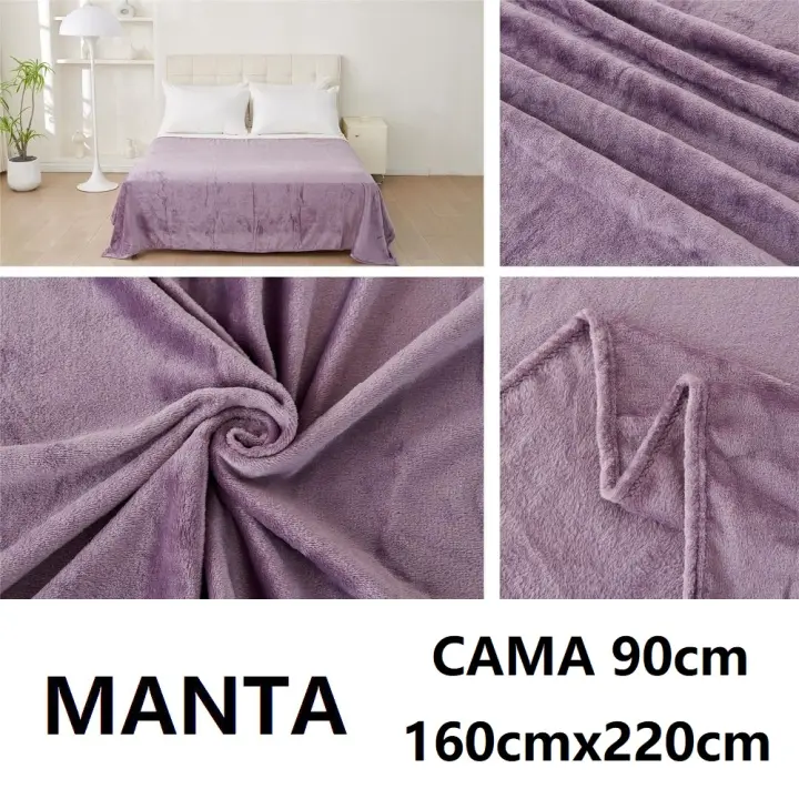Manta sedalina extra suave,color LAVANDA CLARO liso,medidas160x220cm para cama de 90cm/105cm, medidas 220x240cm para cama de 135cm/150cm,100% Poliéster,cm,fespu - 1