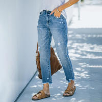 High Waist Ripped Denim Jeans Para Mujer Pantalones Slim Cargados De Moda Casual Jeans Cortos Rectos Talla S M L XL XXL Ropa Femenina - details 4