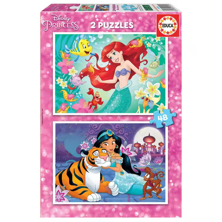 Puzzle 2 en 1 Ariel y Jasmin 48 Piezas (Educa 18213) - 1