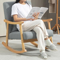 HOMCOM Mecedora Moderna Mecedora para Lactancia con Cojín Lumbar Respaldo Amplio y Base de Madera Carga 120 kg Silla Mecedora para Salón Dormitorio Gris Claro - details 5