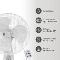 VENTILADOR DE PARED SAUTAR CON MANDO Ø43CM 45W BLANCO GSC EVOLUTION - details 7