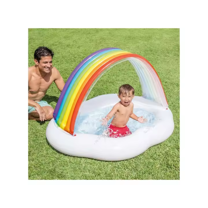 Intex Piscina Con Parasol En Forma de Arcoiris Multicolor Piscina Hinchable Para Bebes Piscina Infantil Centro de Juegos Piscina para Niños y Niñas Juegos de Agua para el Verano - 1