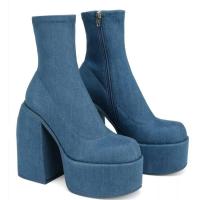SP Botines punk para Mujer, Tacones gruesos, Primavera y Primavera, BOTAS de plataforma impermeable de Tacón Bajo, Piernes Finas, elásticas para Mujer BOTAS, 43 Talla Grande, - details 0