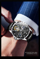 Reloj Mecánico Automático Para Hombre OLEVS Luminoso Resistente Al Agua Con Fase Lunar Y Múltiples Funciones Acero Inoxidable Sin Numeración - details 12