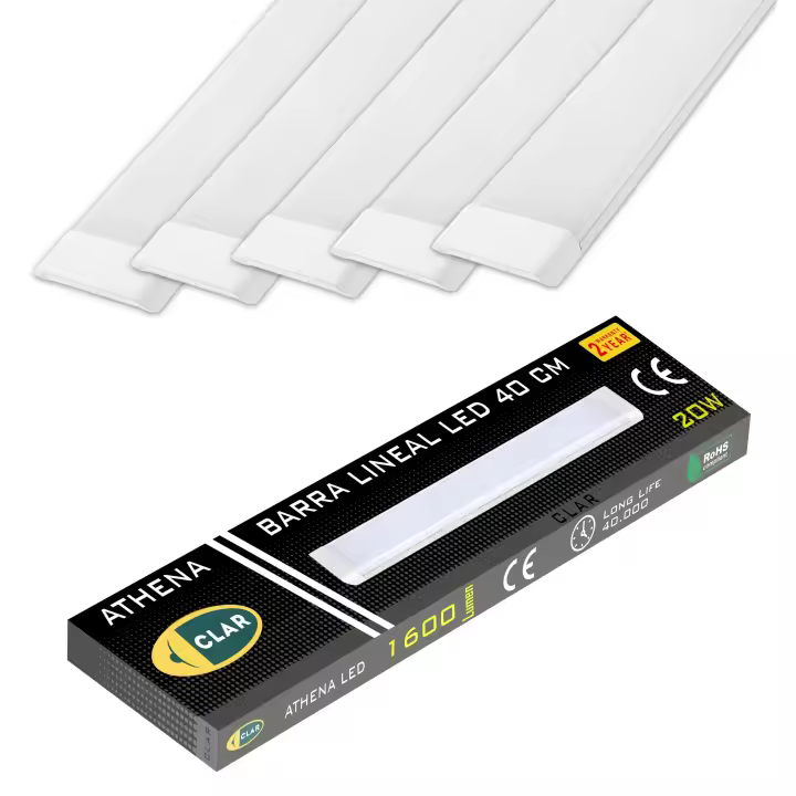 CLAR - Pantalla LED 40 cm, Regleta LED, Luz Cocina Techo, Barra LED Cocina, Luminaria LED, Pantallas LED, Barra LED Techo, Regletas LED, Barra de LED, Luminaria LED Techo, (20W Pack 2) - 1