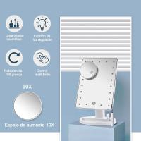 Spejo Maquillaje con Luz 16 Led,Espejo Aumento 1X/10X,Espejo de Tocador con Pantalla Táctil, Espejo de Maquillaje Rotación de 180° Fuente de Alimentación Dual-Regalos Originales para Mujer - details 1