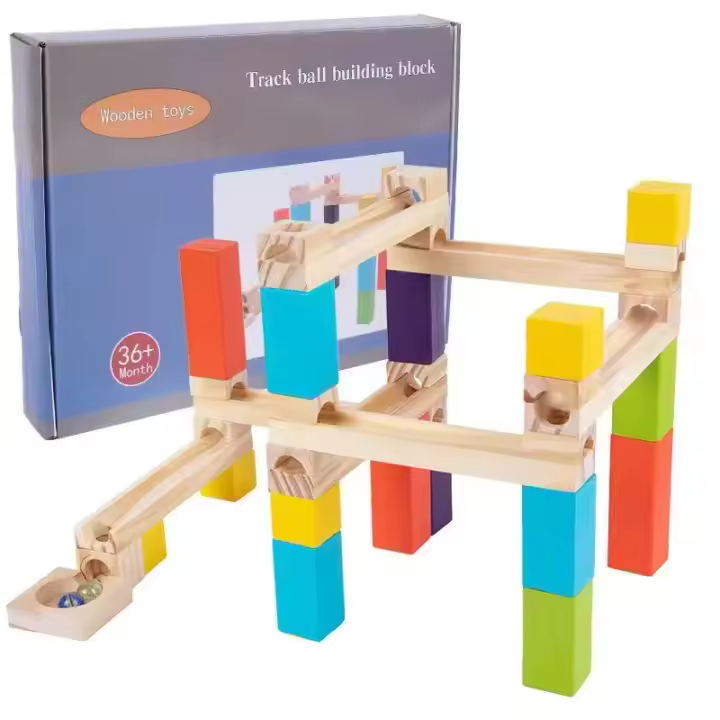 Juego Educativo Interactivo Para Niños Bloques De Construcción De Madera 3D Carril De Bolas De Mármol Juguete Montessori Regalo Para Niños De 3-12 Años - 1