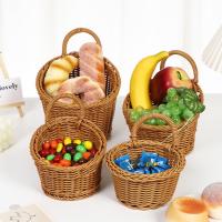 Cesta De Almacenamiento De Cocina Imitación De Rotura Con Manija Hecha a Mano Cesta Colgante Para Verduras Frutas Flores Color Marrón Decoración Para El Hogar - details 7
