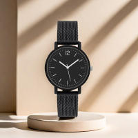 Reloj De Pareja Minimalista Y Moda 2 Piezas Color Negro Reloj Minimalista Ligero Y Lujo Sin Display Material De Correa De Tela - details 2