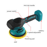 Pulidora de coche inalámbrico 21V, Pulidora portátil de 6 pulgadas, Ajuste de 6 velocidades 2500-7000RPM, para detallar, pulir y encerar automóviles, Máquinas de pulido eléctrico para batería Makita - details 5