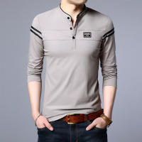 Camisa Polo De Manga Larga Para Hombre Moda Casual Algodón Transpirable Cuello Erguido Estilo Coreano Cómoda Top Striped Anti-Pilling - details 8