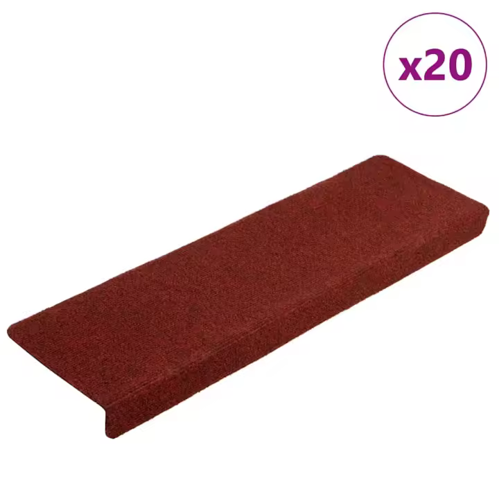 vidaXL Alfombrilla autoadhesiva escalera 20 uds rojo burdeos 65x21x4cm - 1