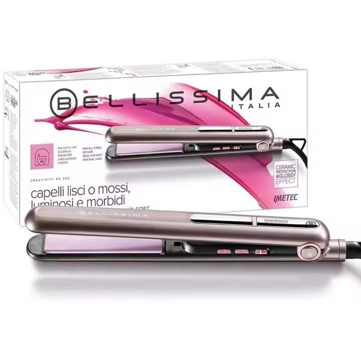 Bellissima B9 300 - Plancha de Pelo para Alisado y Ondas, Revestimiento Cerámico, Temperatura Regulable 150-230°C, Calentamiento Rápido - 1