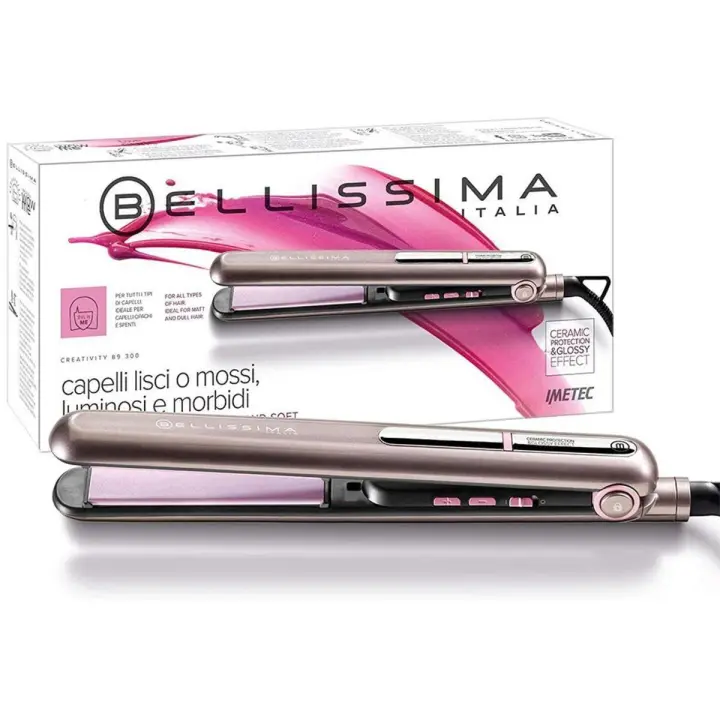 Bellissima B9 300 - Plancha de Pelo para Alisado y Ondas, Revestimiento Cerámico, Temperatura Regulable 150-230°C, Calentamiento Rápido - 1