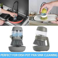 Cepillo De Olla Con Dispensador De Jabón Tipo Empuñadura Para Cocina Limpieza De Estufa Herramientas Domésticas Amigables Con Las Manos Cepillo De Pelo Duro - details 2