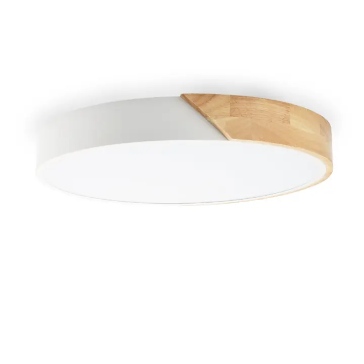 SSITO Plafón LED Circular Ø 40cm, 30W, 3000LM, Metal y Madera Natural, Luz Seleccionable (3000K-4000K-6000K) - 1
