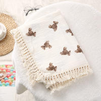 Mullidor De Oso Lindo Para Bebés En Algodón Muselina Tapete De Seda Para Recién Nacidos Estilo Rejilla Suave Y Transpirable Para Todo El Año Accesorios De Cama Para Bebés - details 1