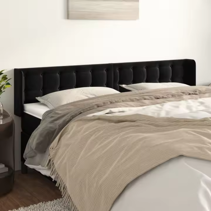 vidaXL Cabecero de terciopelo negro 203x16x78/88 cm - 1