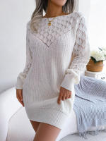 Vestido De Suéter Casual Con Mangas Largas Y Ochenta Para Mujer Adecuado Para Otoño E Invierno Sin Cinturón Estilo Recto - details 1