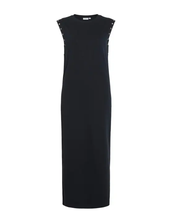 Vestido Vila Eyeletti largo negro tachuelas recto para mujer - 1